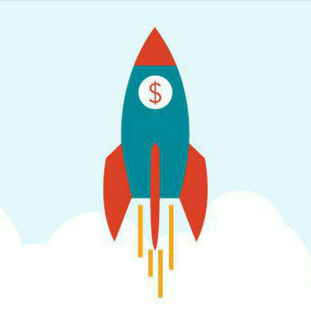 a rocket with a dollar sign on it flying through the clouds